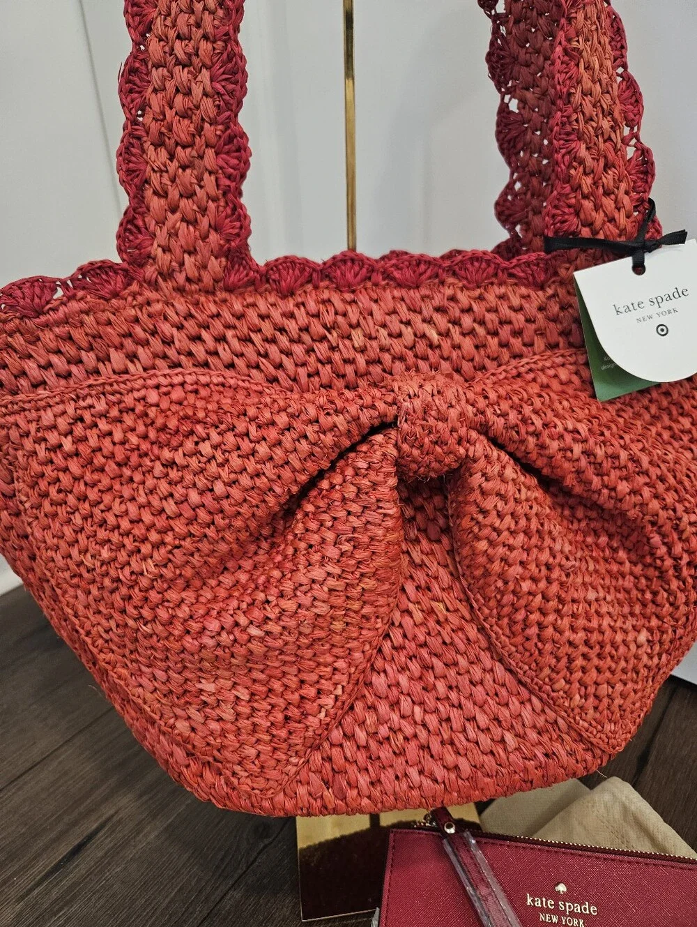 NWT Kate Spade NY x Target Raffia Bow Tote + Kate Spade NY Wristlet Bundle